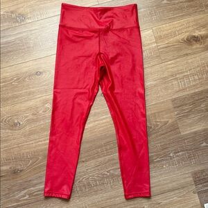 ZYIA Vibrant Red Metallic Women's Leggings New